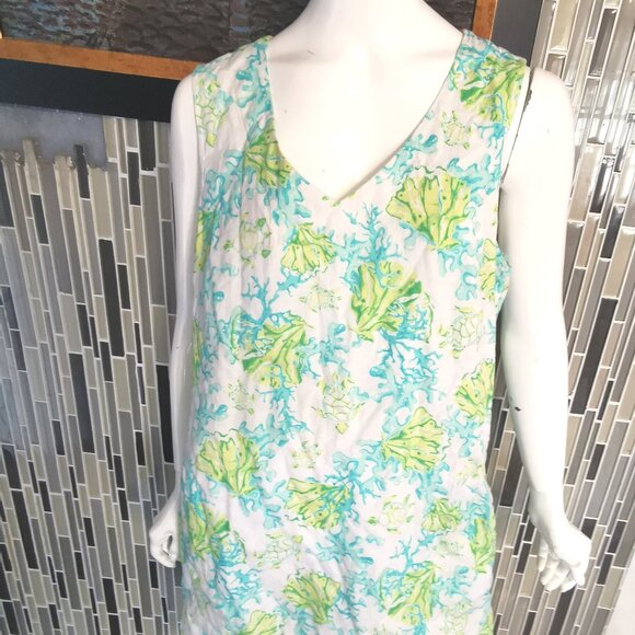 J Jill Love Linen Dress Floral Sleeveless Shift Pockets Colorful  Size L 0193 - Picture 1 of 5